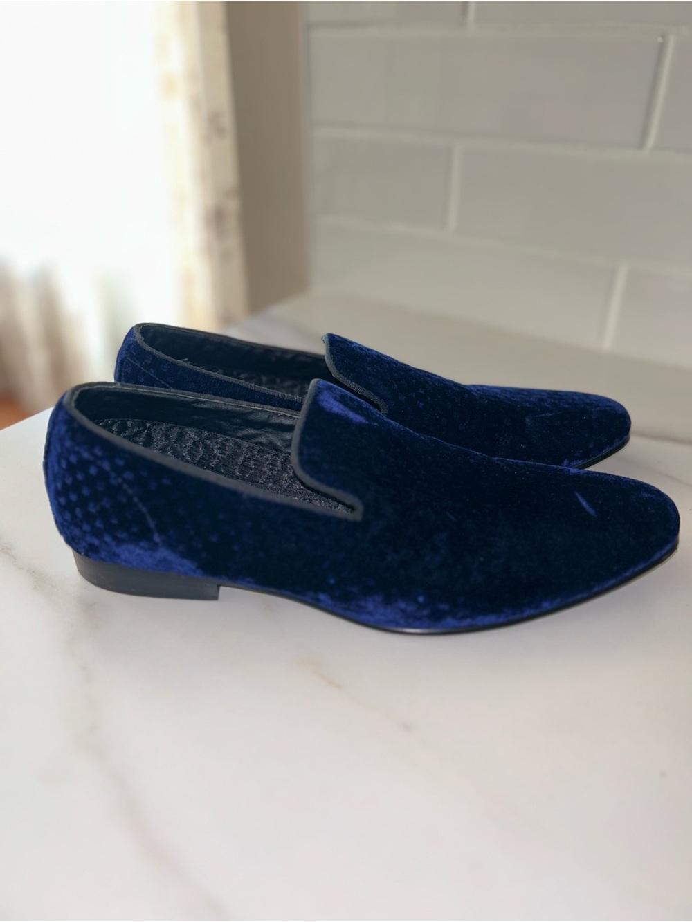 Steve Madden Men's Velvet Slip-On Loafers in Deep Blue